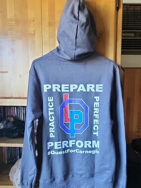 Port & Company Gray Graphic Logo Fleece Pullover Hoodie Mens Sz M Pockets